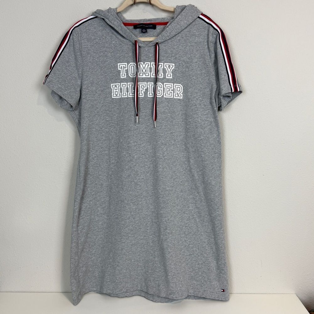 Tommy Hilfiger Grey Hooded Short Sleeve Mini T-shirt Dress XL